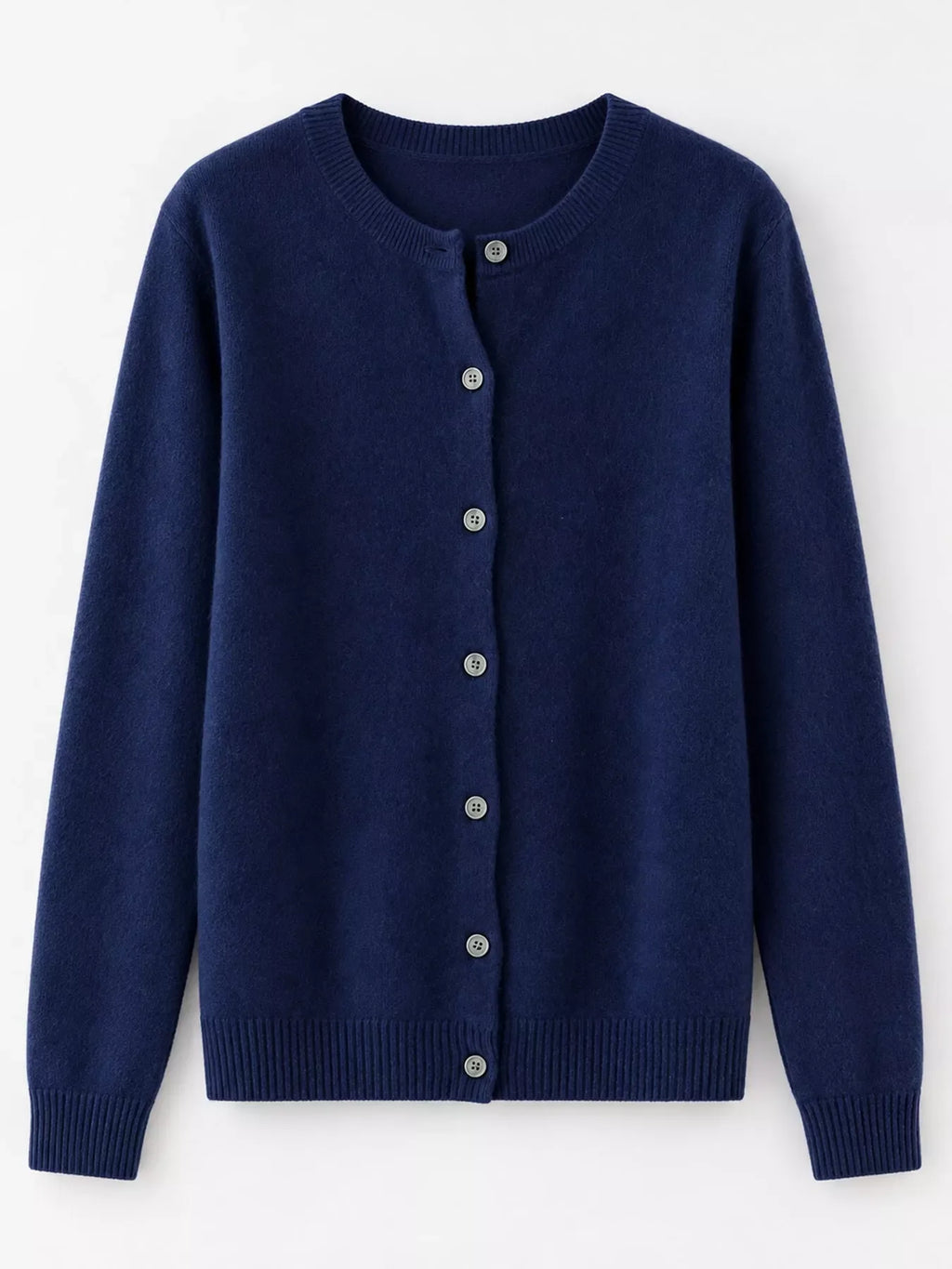 Crew-Neck Button-Down Cardigan