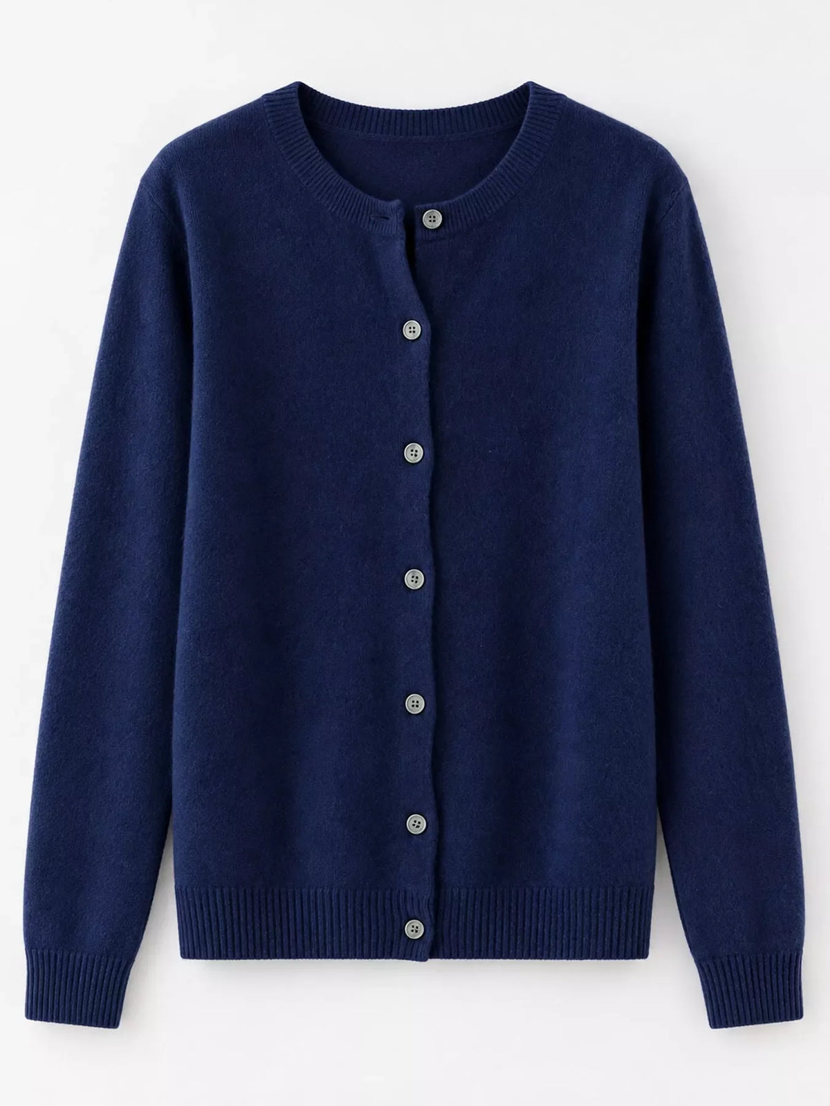 Crew-Neck Button-Down Cardigan