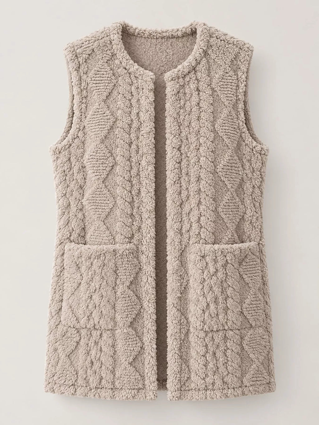 Sherpa Open Front Vest Coat