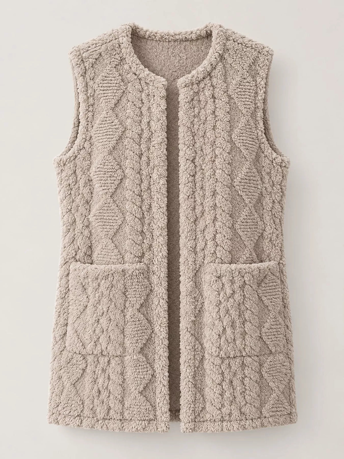 Sherpa Open Front Vest Coat