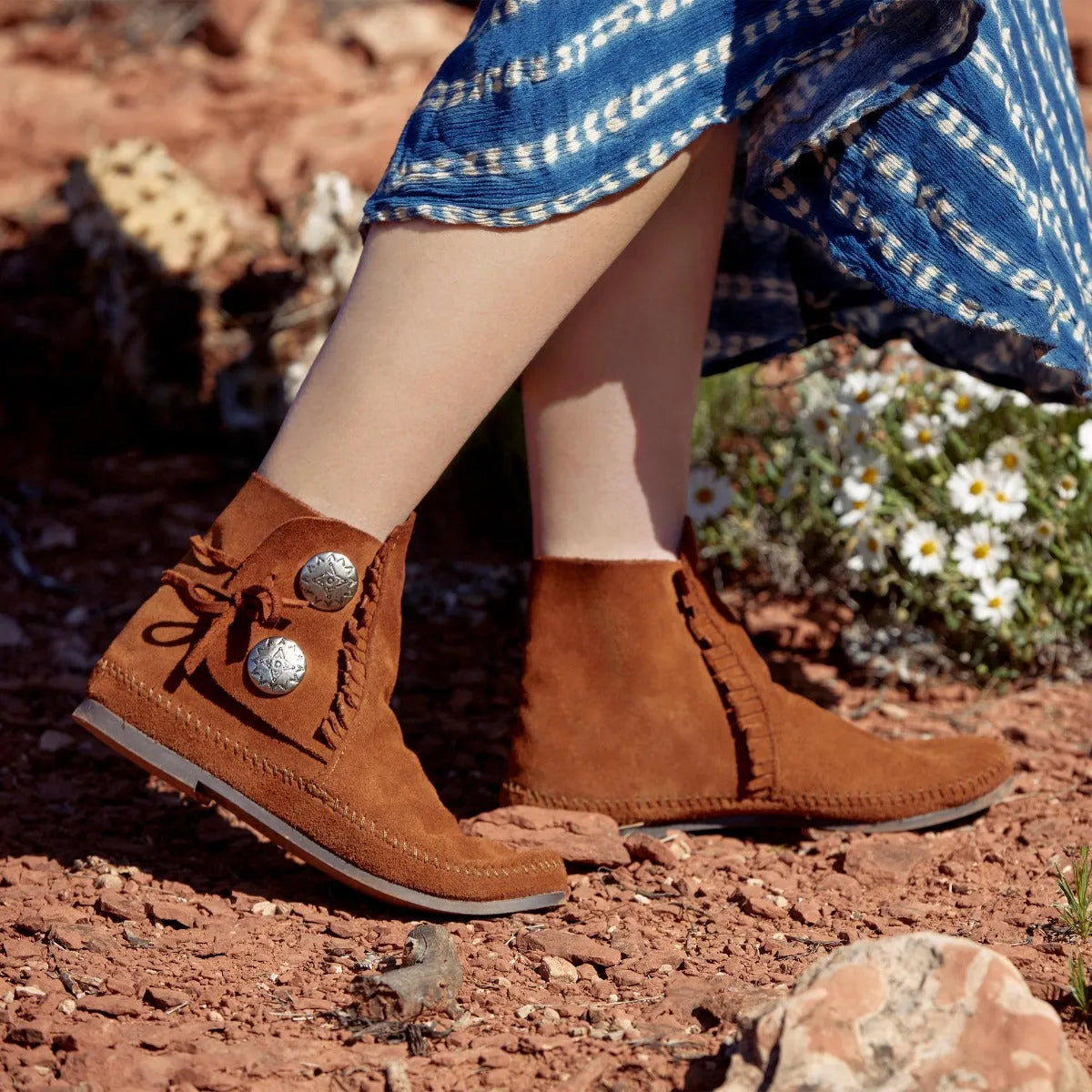Minnetonka Two Button Hardsole Boot - Womens Boots