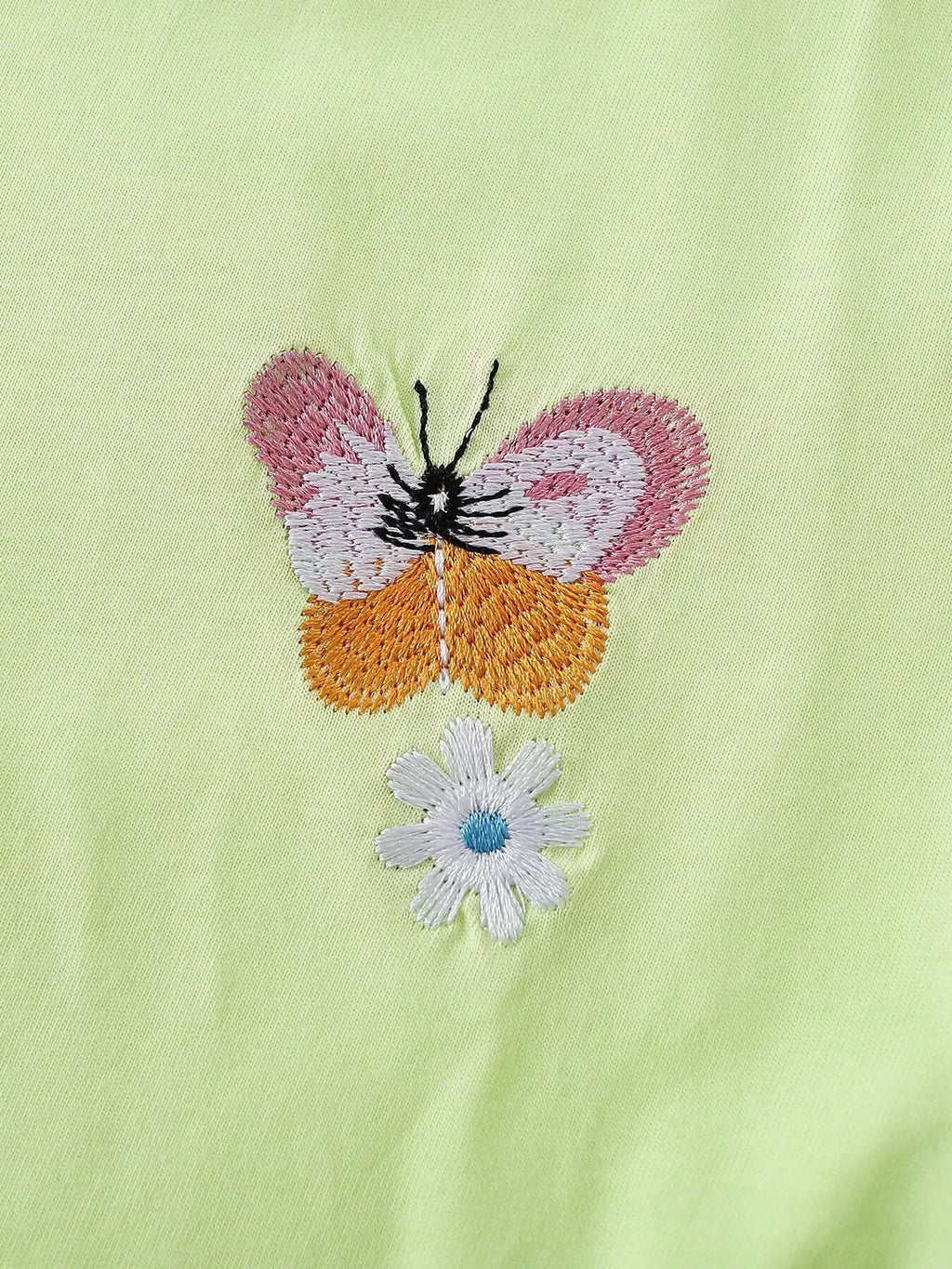 Children's Butterfly Embroidered Ruffled Long Sleeve T-Shirt