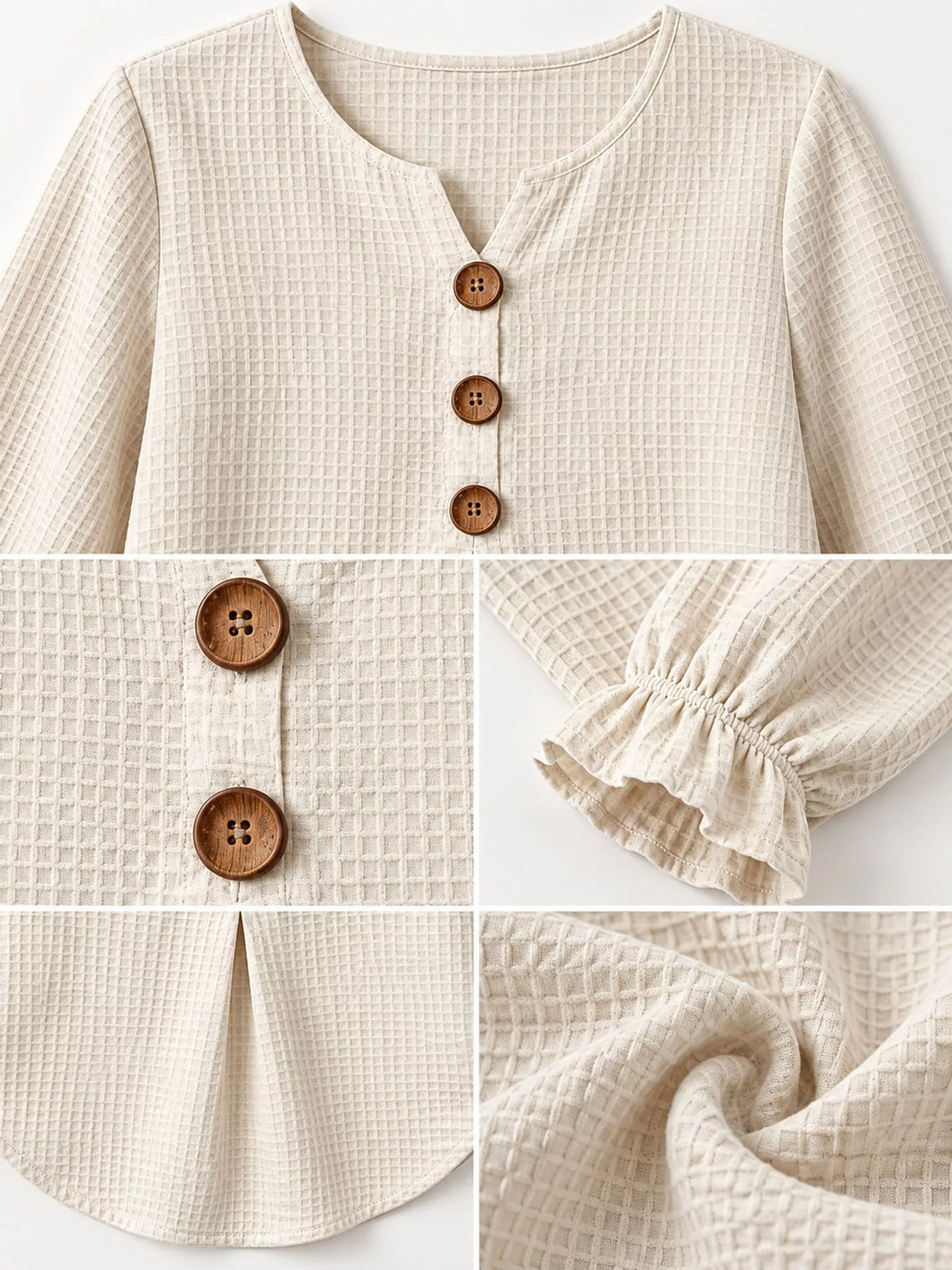 Full Size Waffle Knit Flounce Sleeve Blouse Plus Size