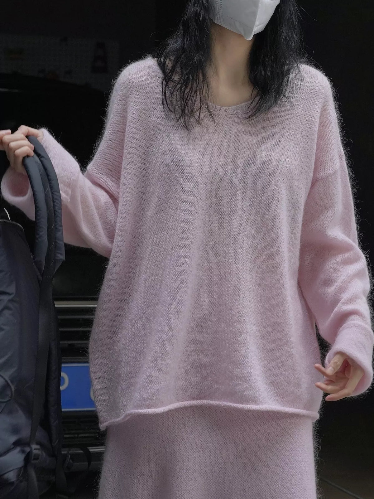 Round Neck Dropped Shoulder Sweater