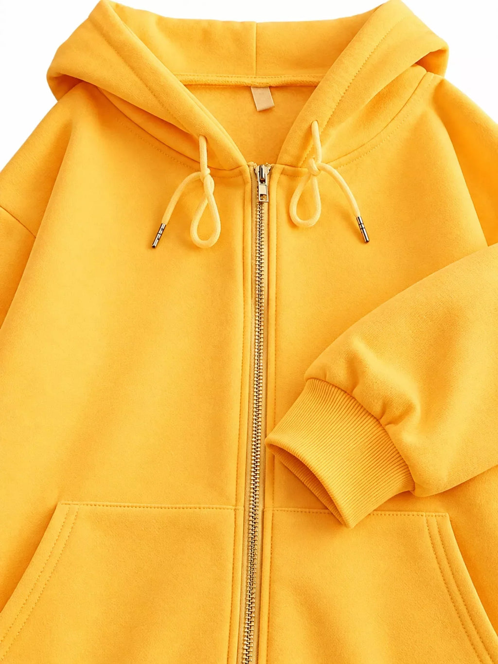 Full Size Oversized Solid Zip-Up Hoodie with Drawstring Plus Size