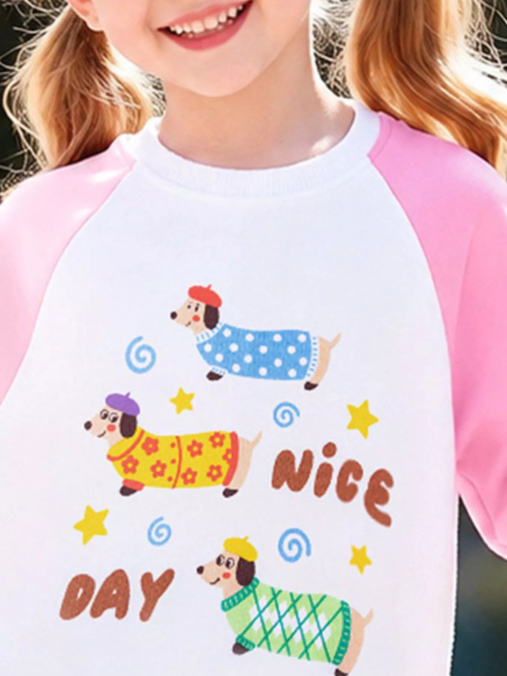 Children's Cartoon Dog Raglan Sleeve Sweatshirt