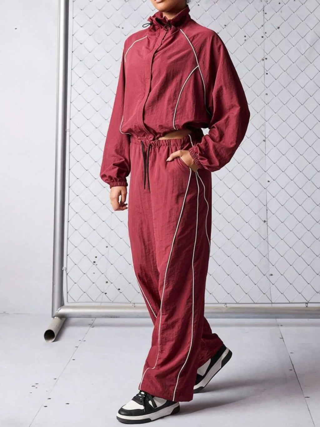 Crop Jacket and Wide-Leg Pants Set