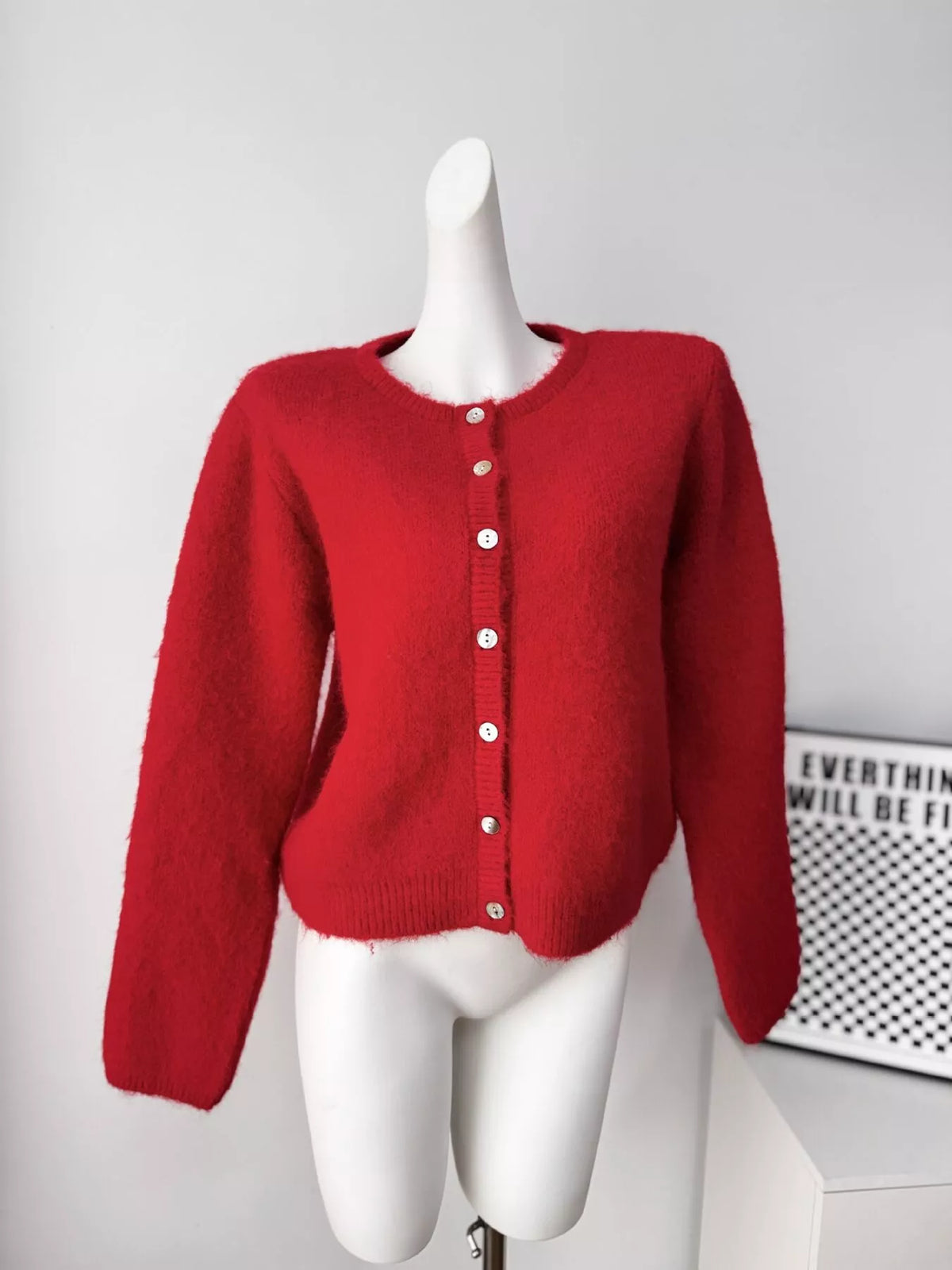 Fuzzy Knit Button-Down Cardigan