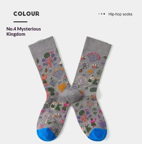 French Creative Socks Illustration Art Socks For Men And Women Couples