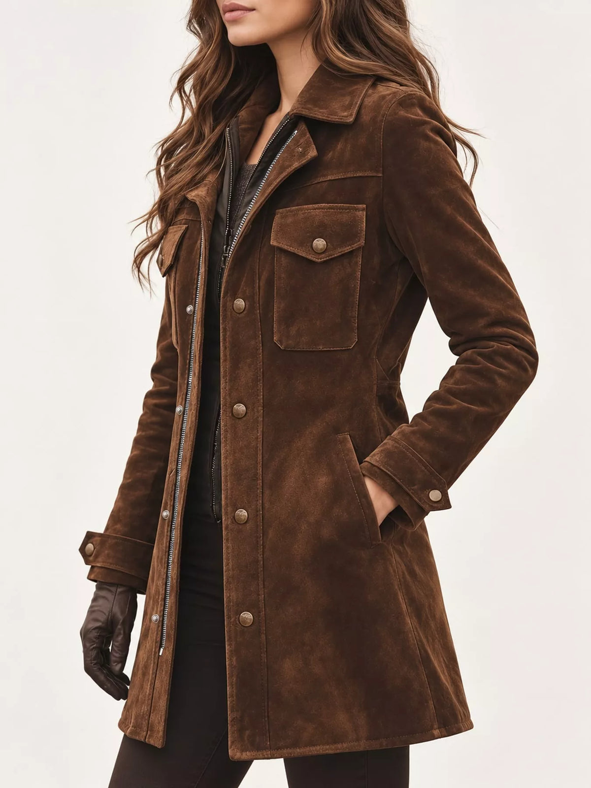 Full Size Pockets Front Long Sleeve Jacket Plus Size