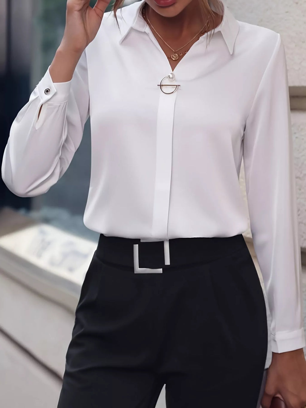 Long Sleeve Satin Blouse