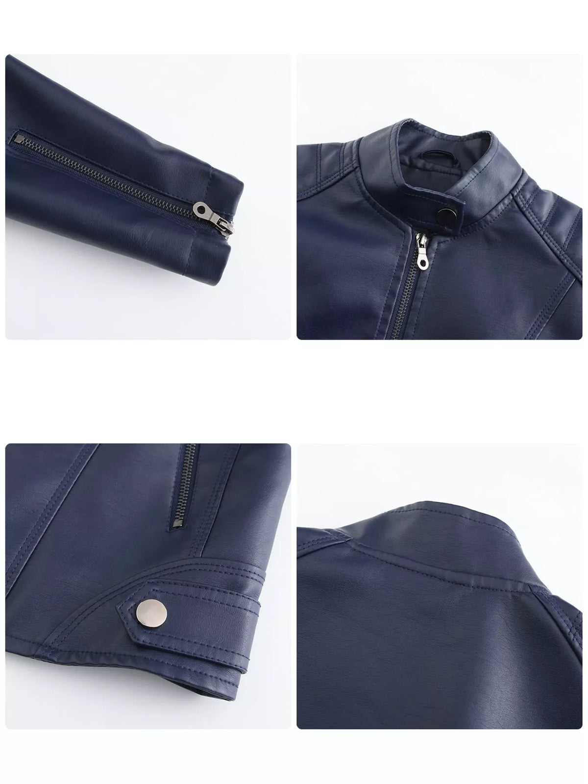 Full Size Slim Fit Faux Leather Moto Jacket Plus Size