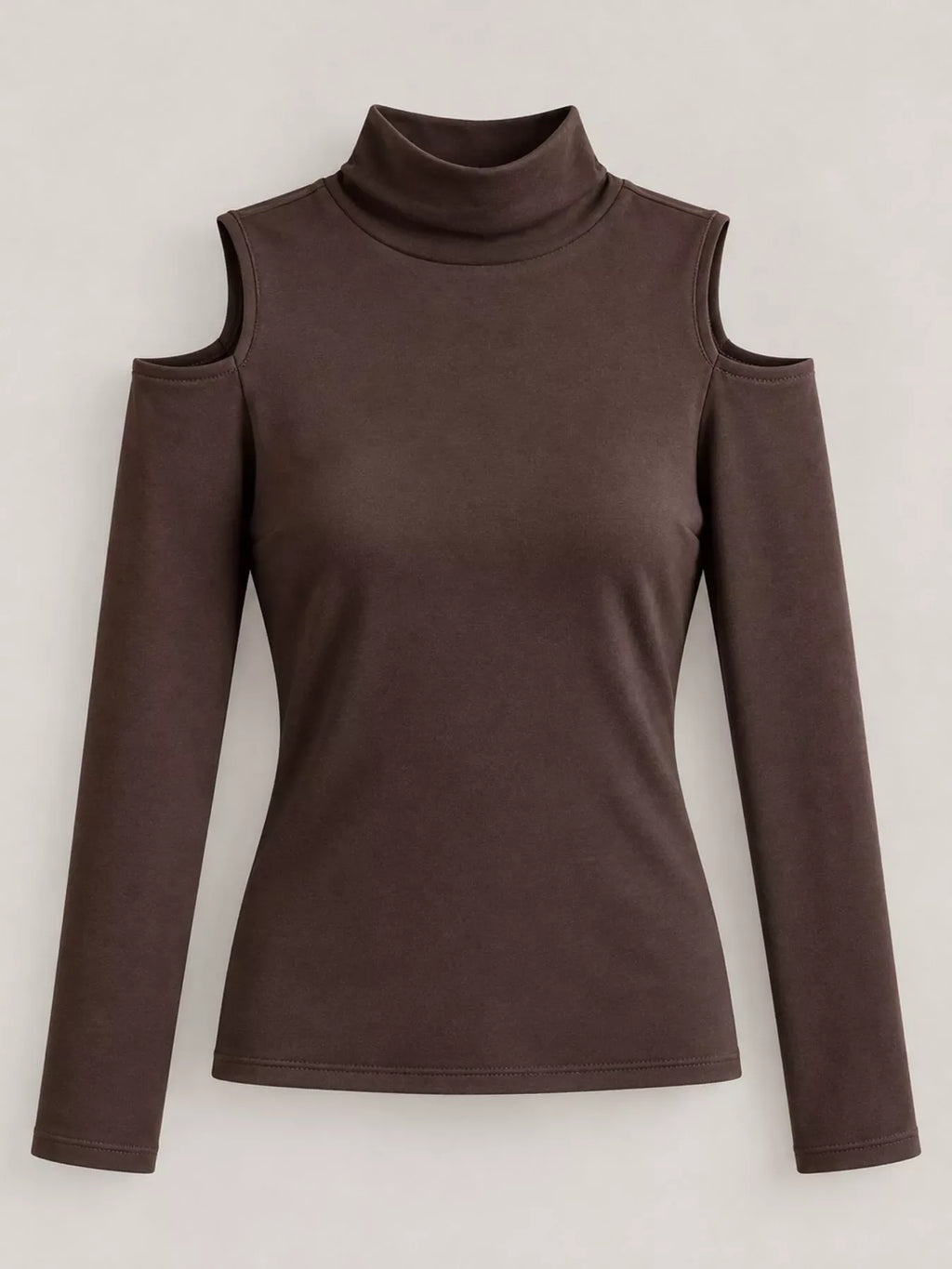 Mock Neck Cold-Shoulder Slim-Fit T-Shirt