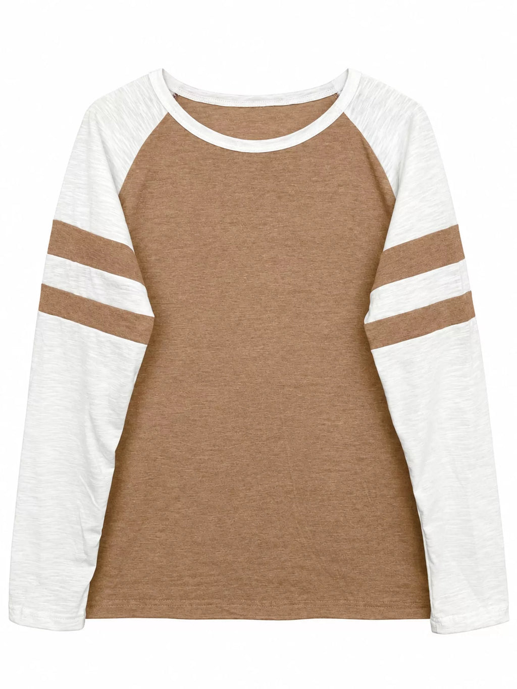 Full Size Color-Block Raglan Sleeve Striped T-Shirt Plus Size