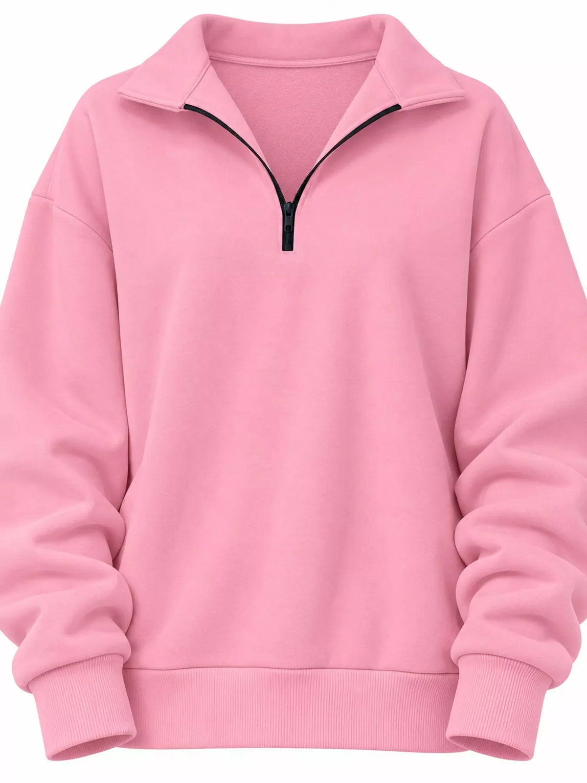 Full Size Quarter-Zip Dropped Shoulder Sweatshirt Plus Size