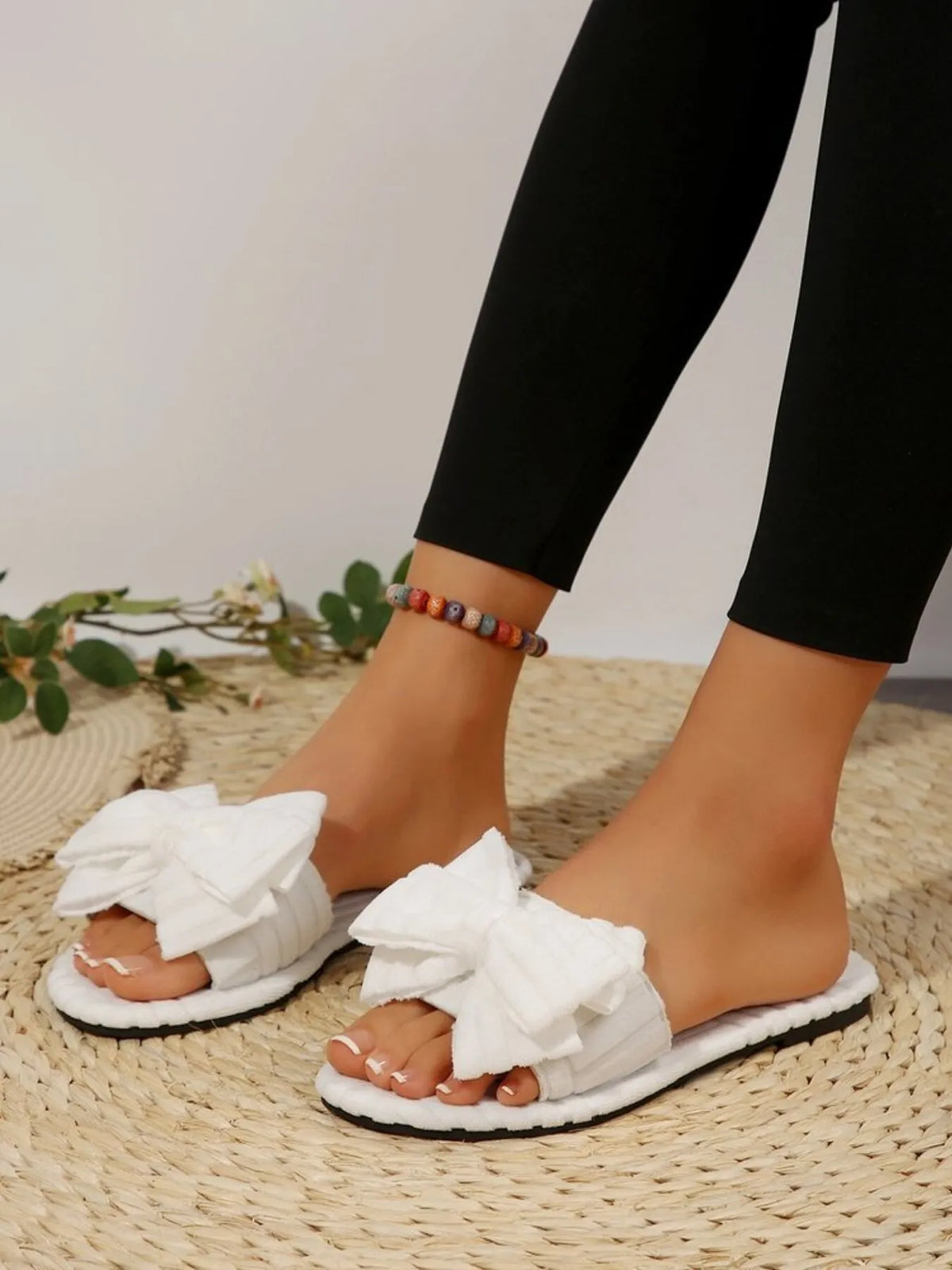 Bow Knot Open Toe Slippers