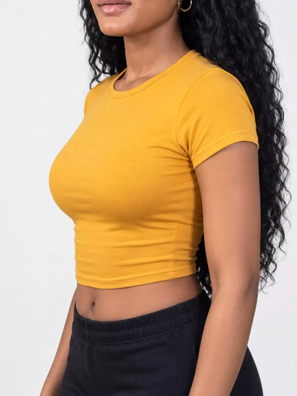 Slim Fit Basic Crew Neck Short Sleeve Crop T-Shirt