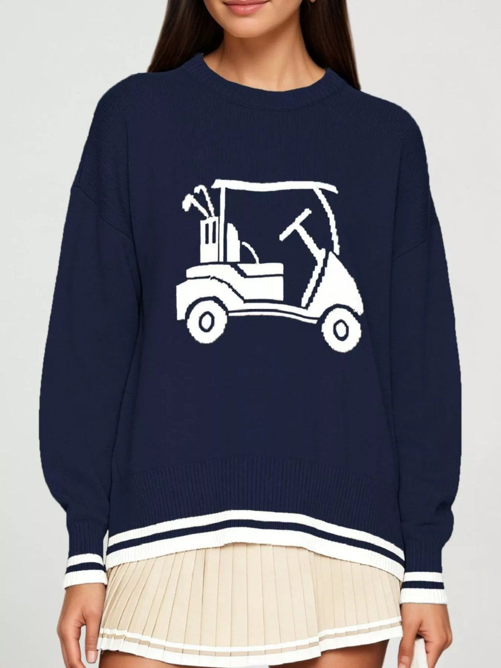 Golf Cart Graphic Dropped Shoulder Sweater