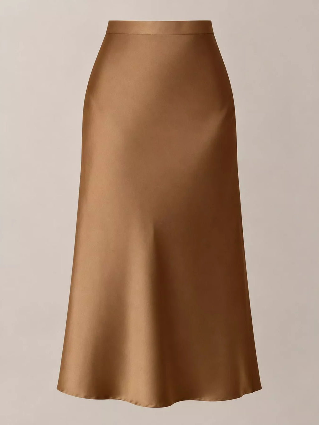High-Waisted Satin Midi Skirt