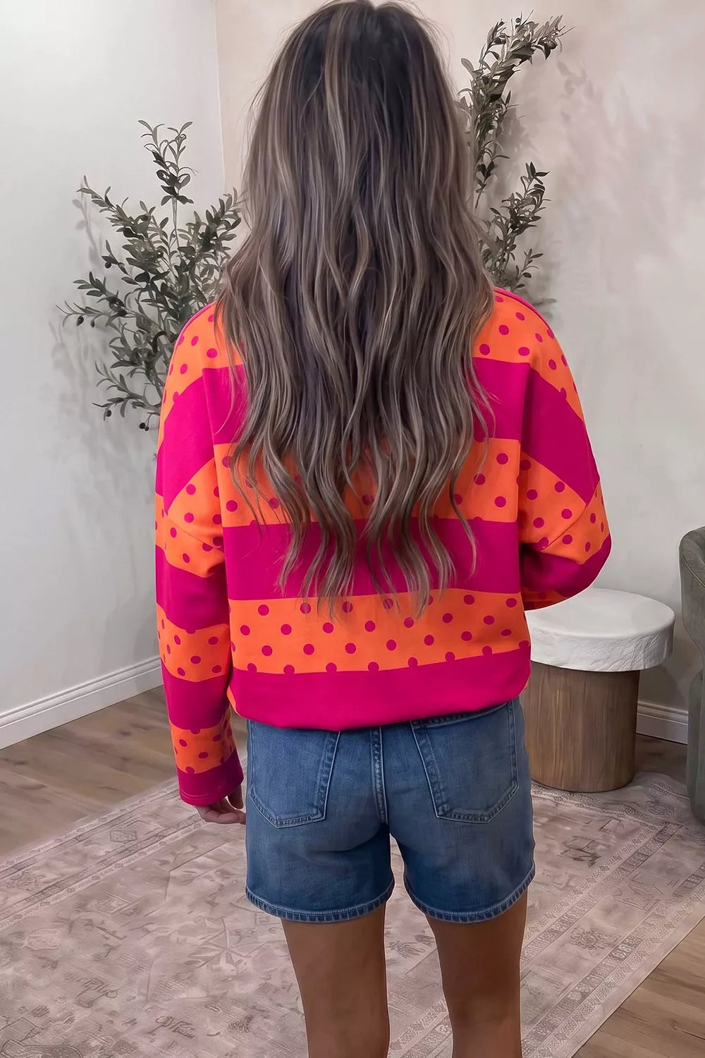 Polka Dot Quarter-Zip Sweatshirt