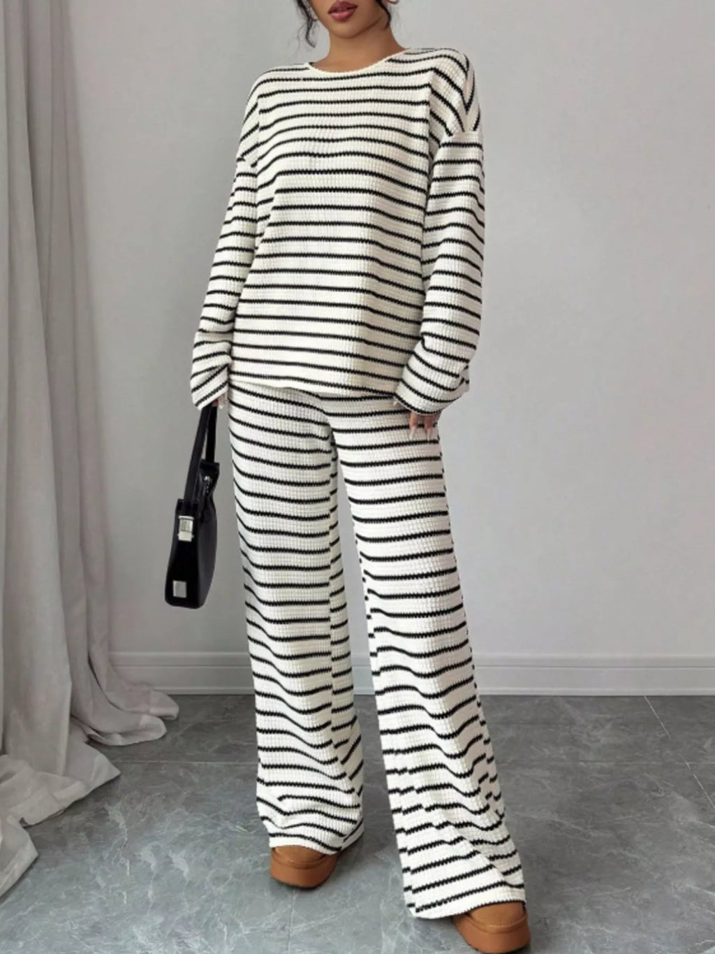 Striped Relaxed Fit Top and Pants Set