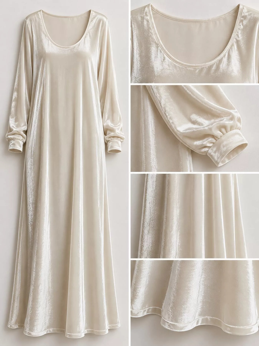 Velvet Long-Sleeve Maxi Dress