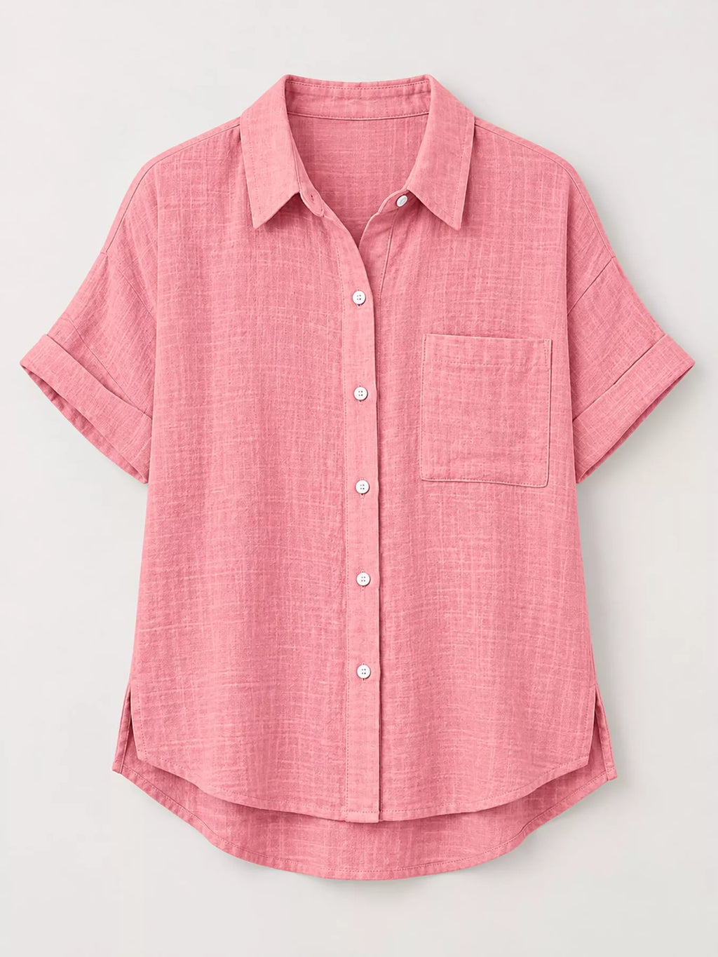Full Size Button Up Short Sleeve Shirt Plus Size