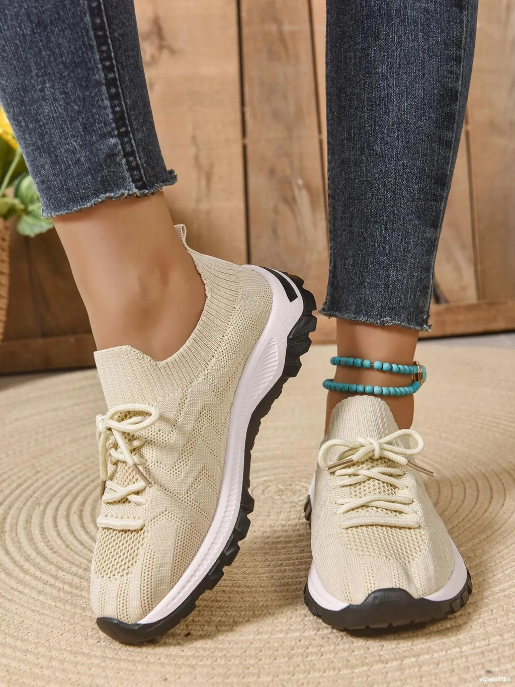 Mesh Knit Lace Up Athletic