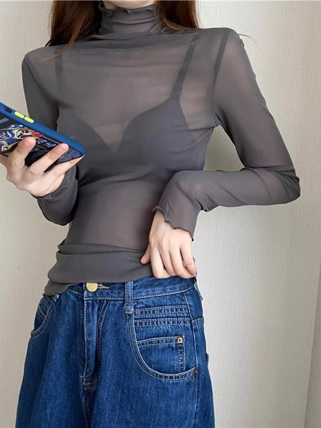 Turtleneck Long Sleeve Slim Fit T-Shirt