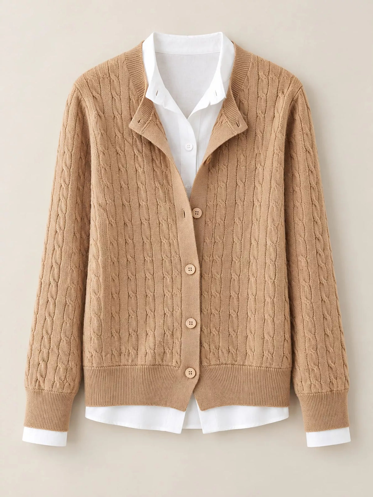 Cable-Knit Button-Down Cardigan