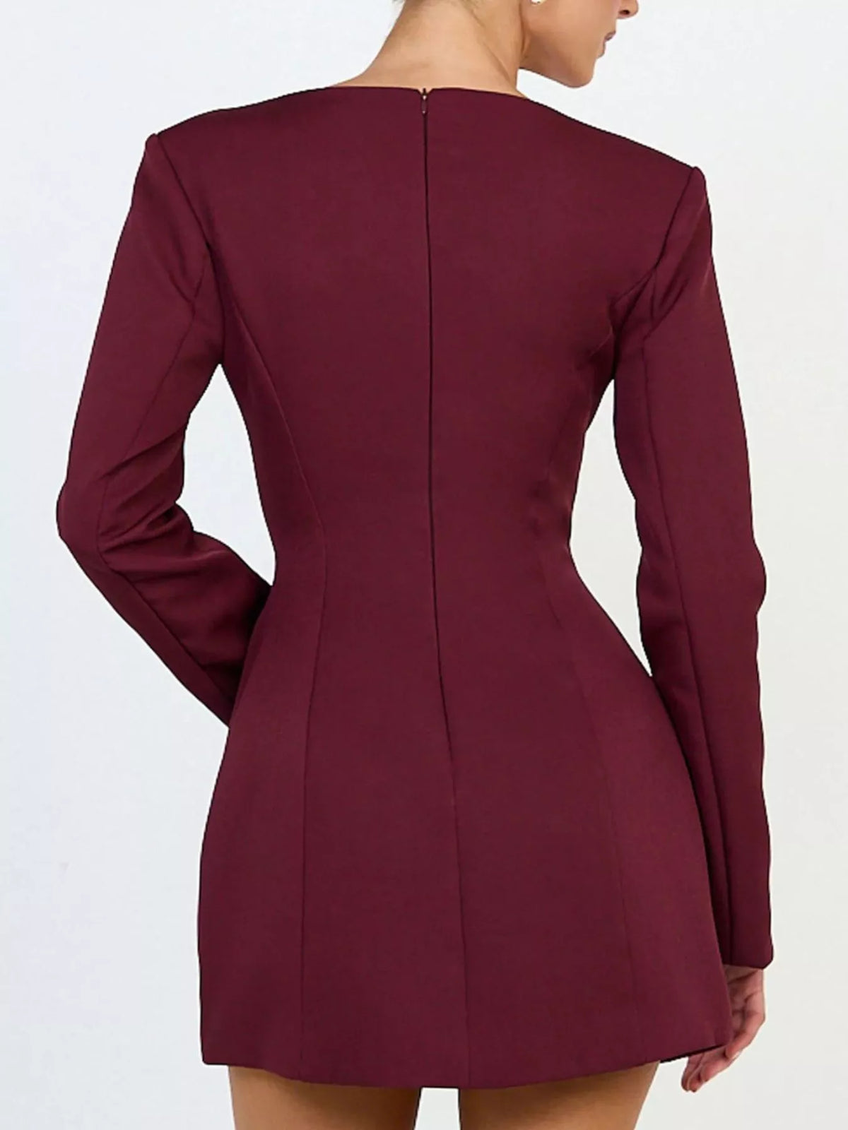 Deep V-Neck Button-Down Blazer Dress