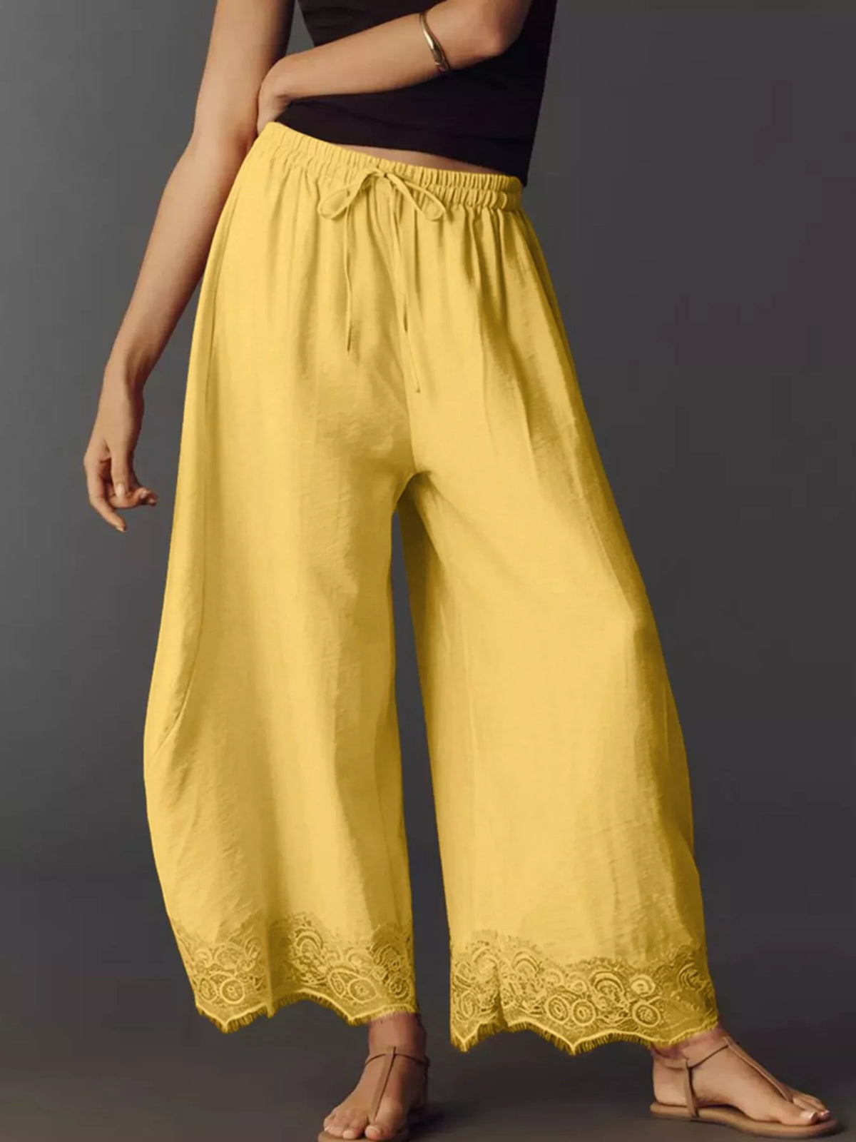 Drawstring Wide Leg Pants