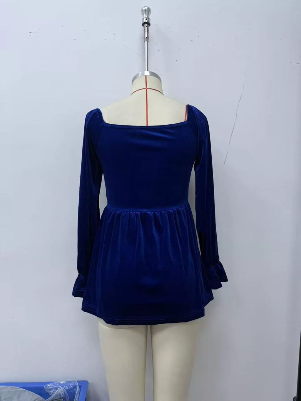 Velvet Smocked Peplum Blouse