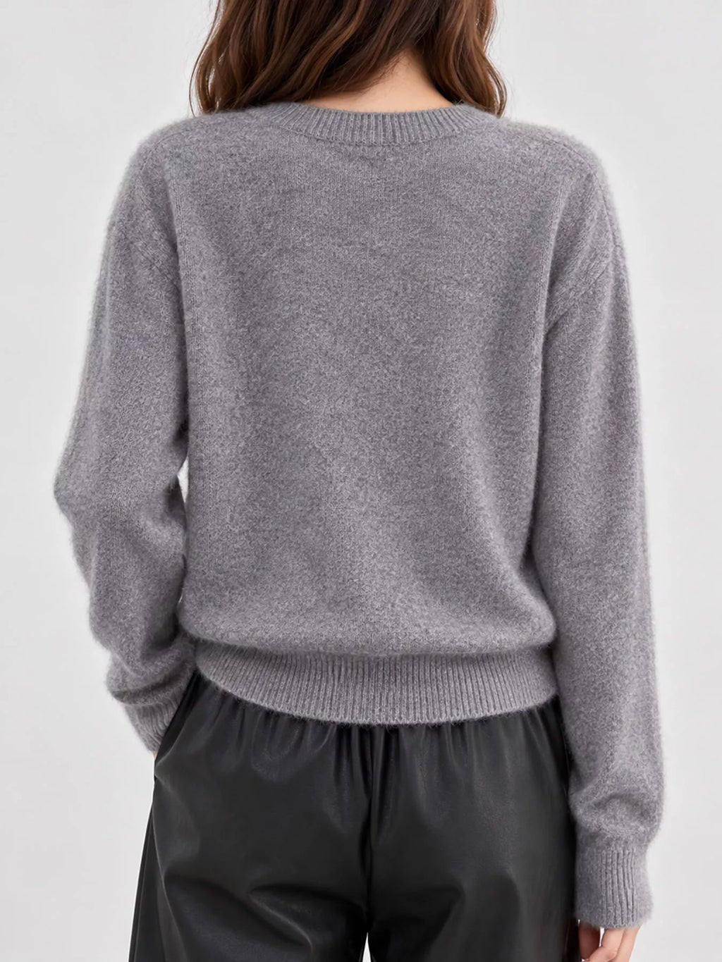Crew Neck Button-Down Knit Cardigan