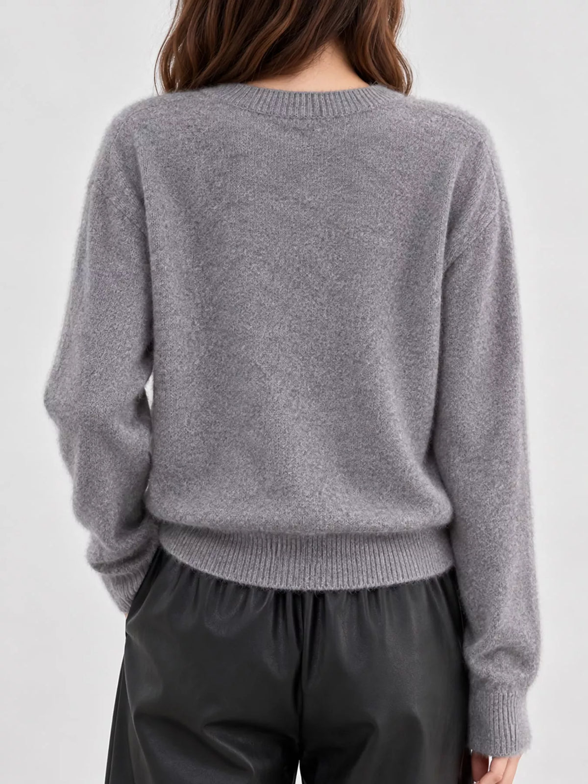 Crew Neck Button-Down Knit Cardigan