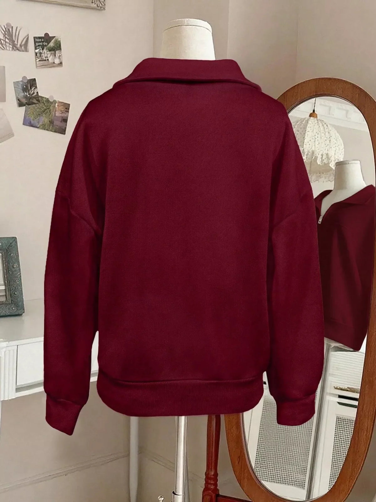 Quarter-Zip Dropped Shoulder Sweatshirt