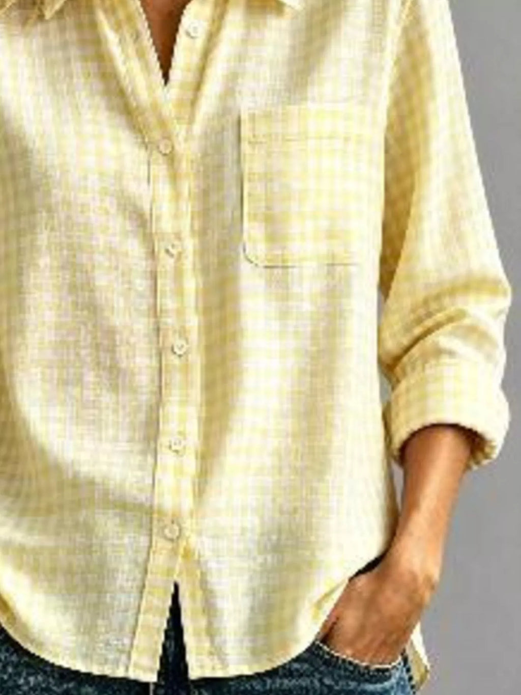 Gingham Button-Down Long Sleeve Shirt