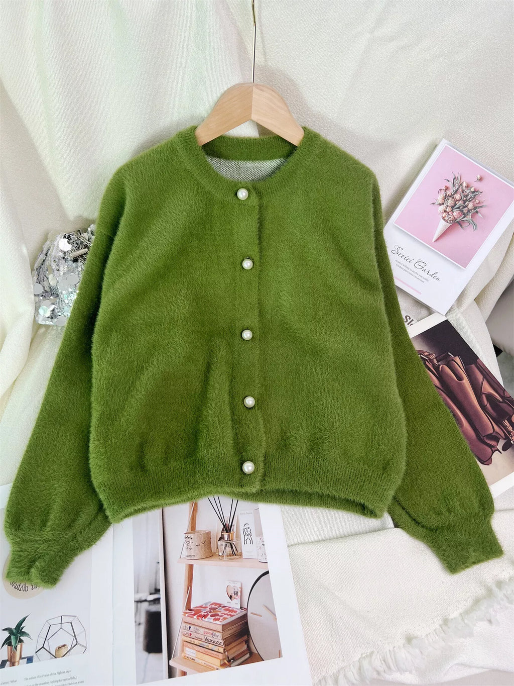 Fuzzy Knit Button Down Cardigan