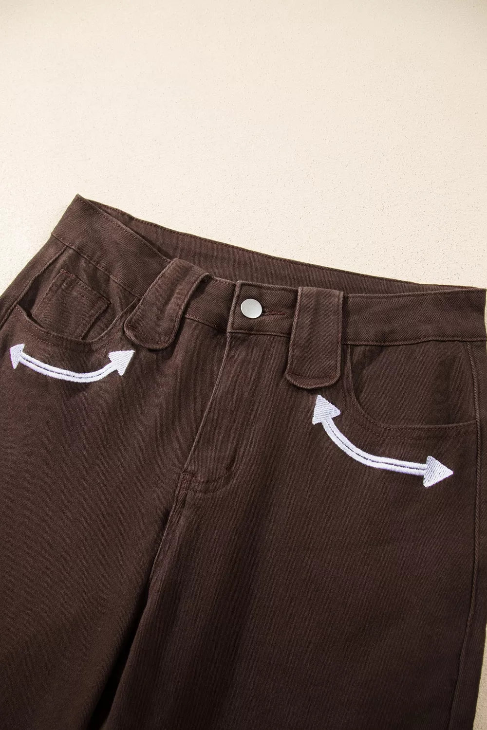 Western Colorblock Pockets Button Fly Decorative Belt Loops Straight Leg Jeans