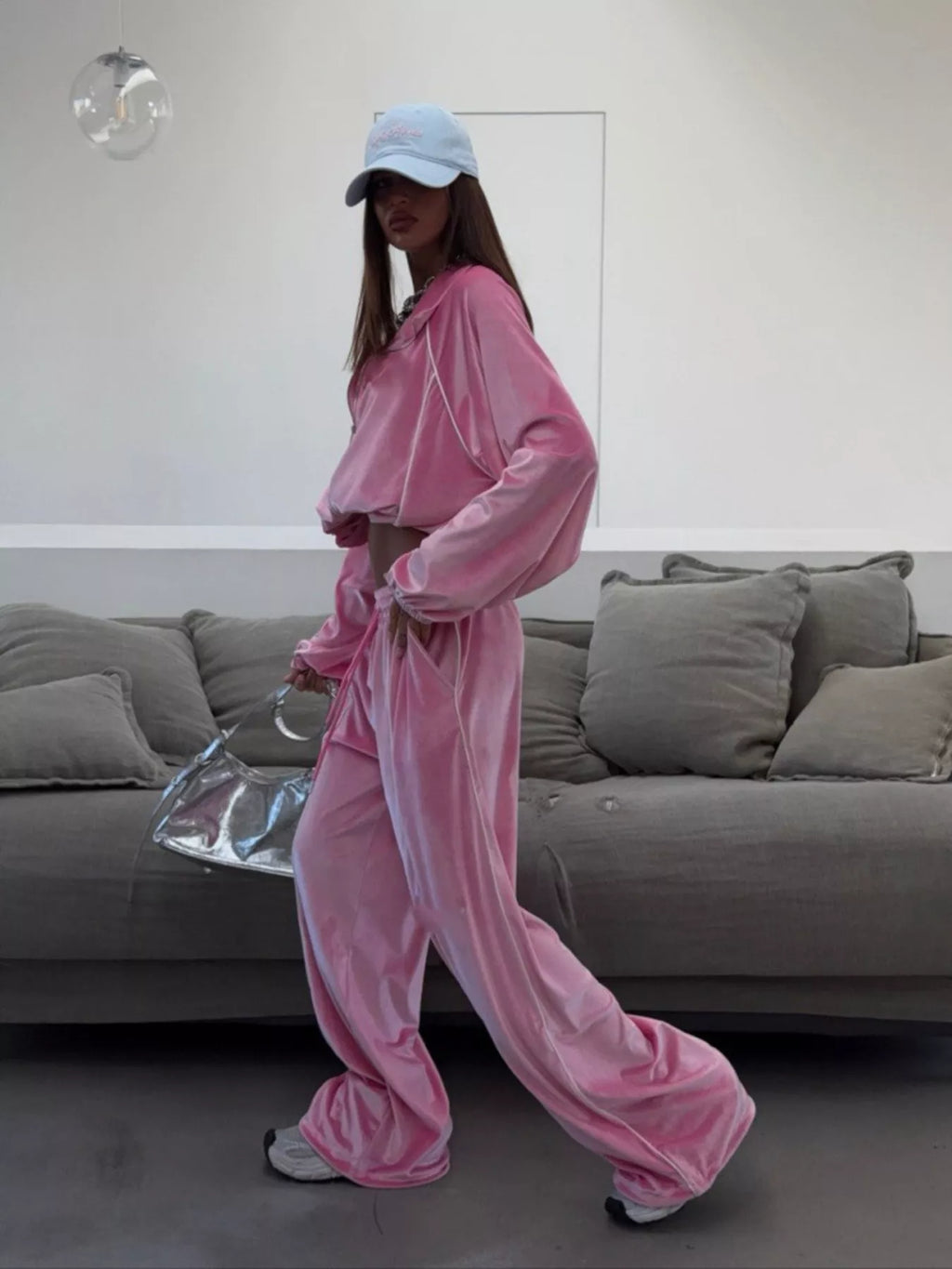 Zip Up Long Sleeve Top and Pants Set
