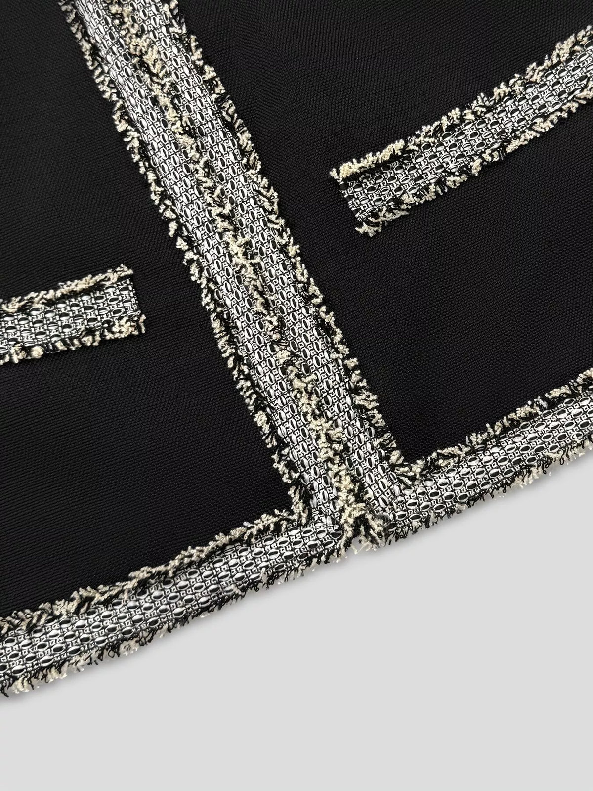 Tweed Trim Open Front Outerwear