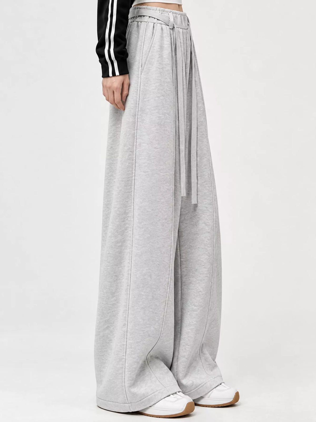 Drawstring Wide-Leg Casual Pants