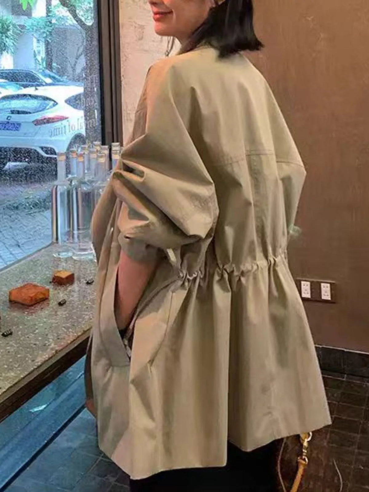 Open Front Long Sleeve Trench Coat