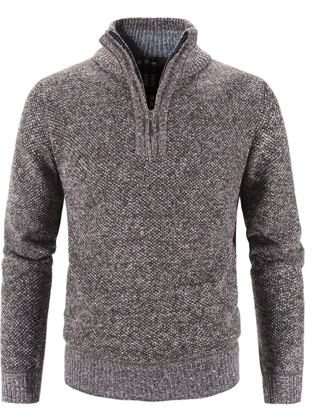 Men's Plus Size Quarter Zip Long Sleeve Sweater