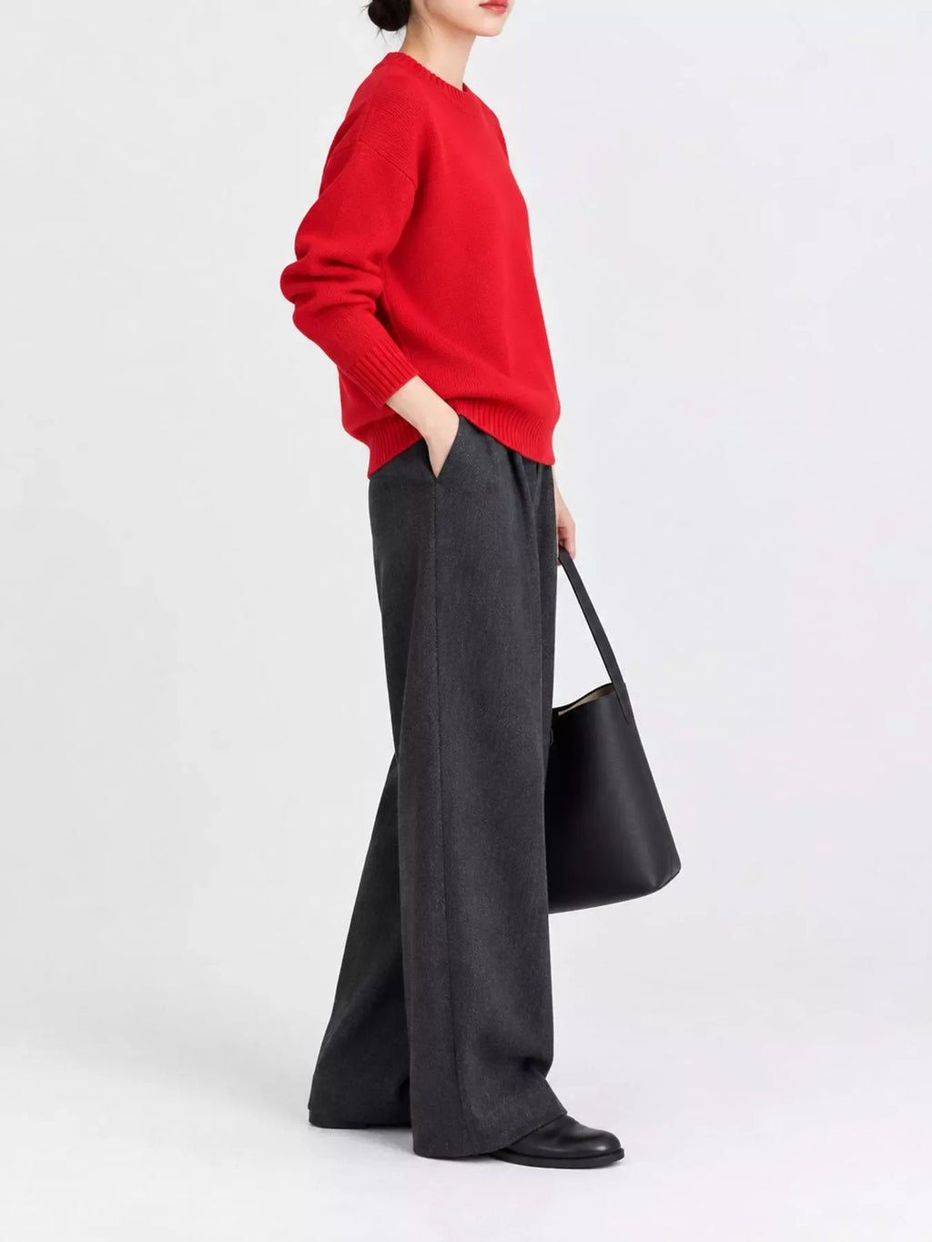 Round Neck Dropped Shoulder Sweater