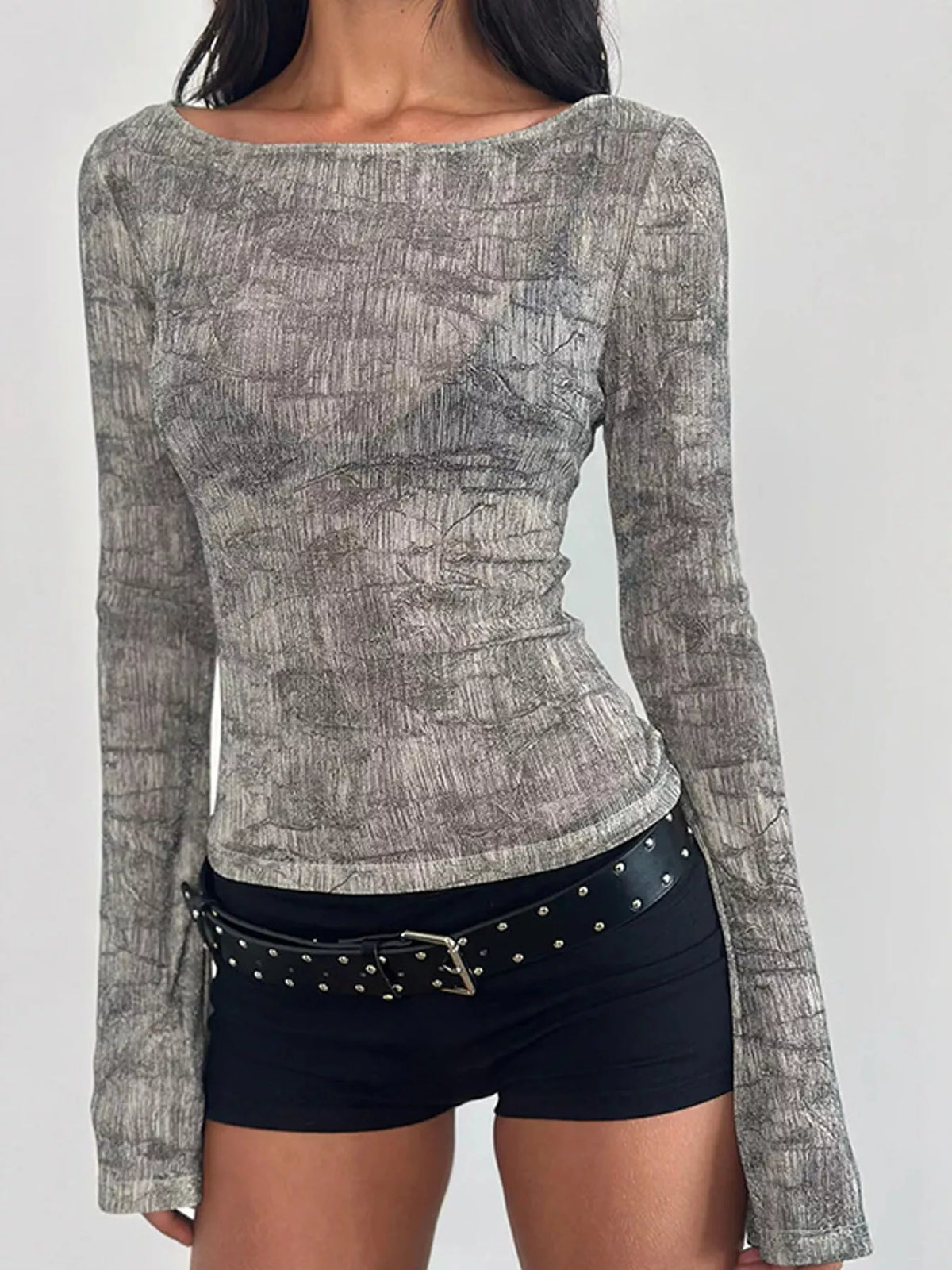Printed Long Sleeve Slim Fit T-Shirt