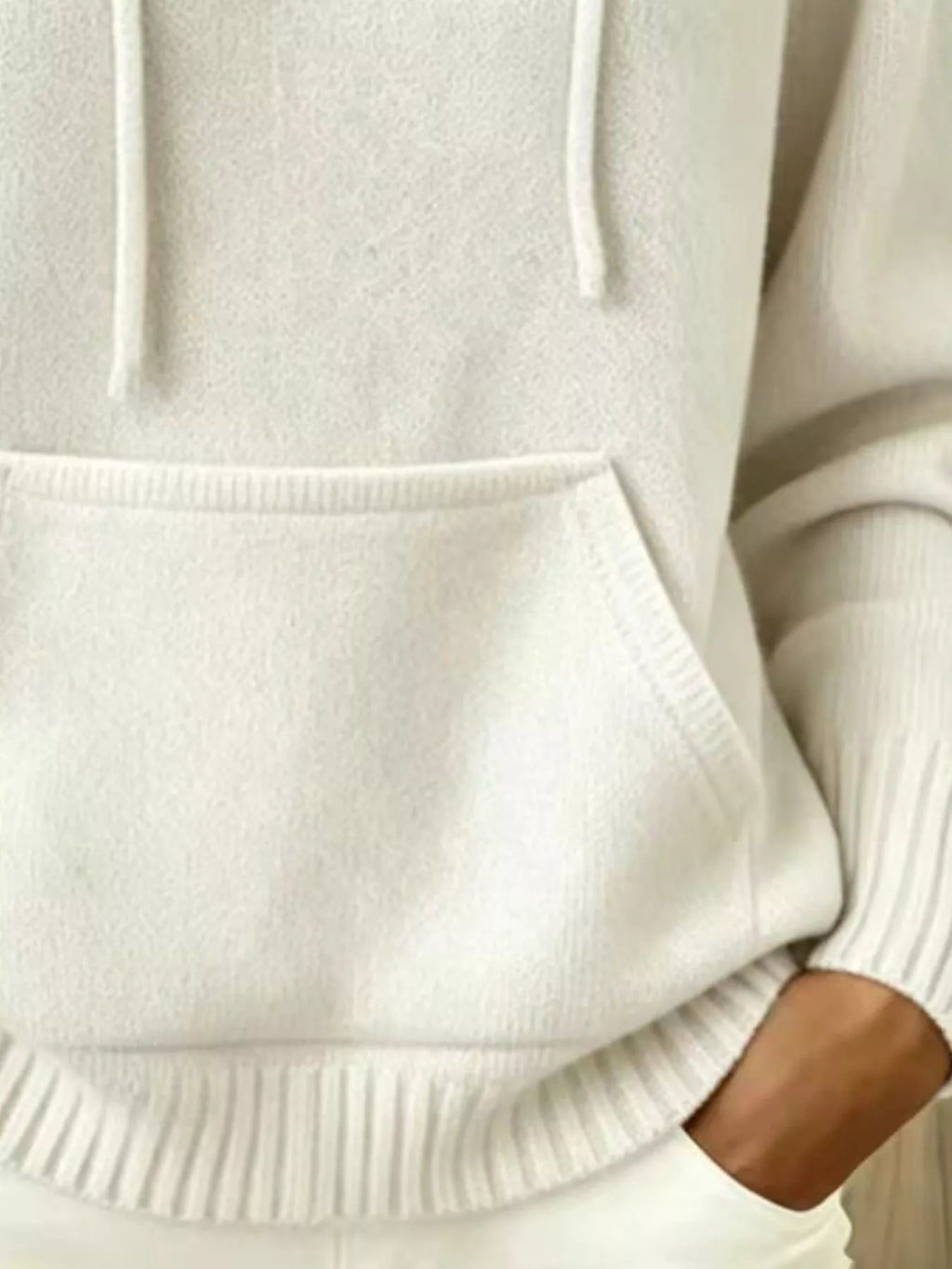 Full Size Drawstring Kangaroo Pocket Hooded Sweater Plus Size