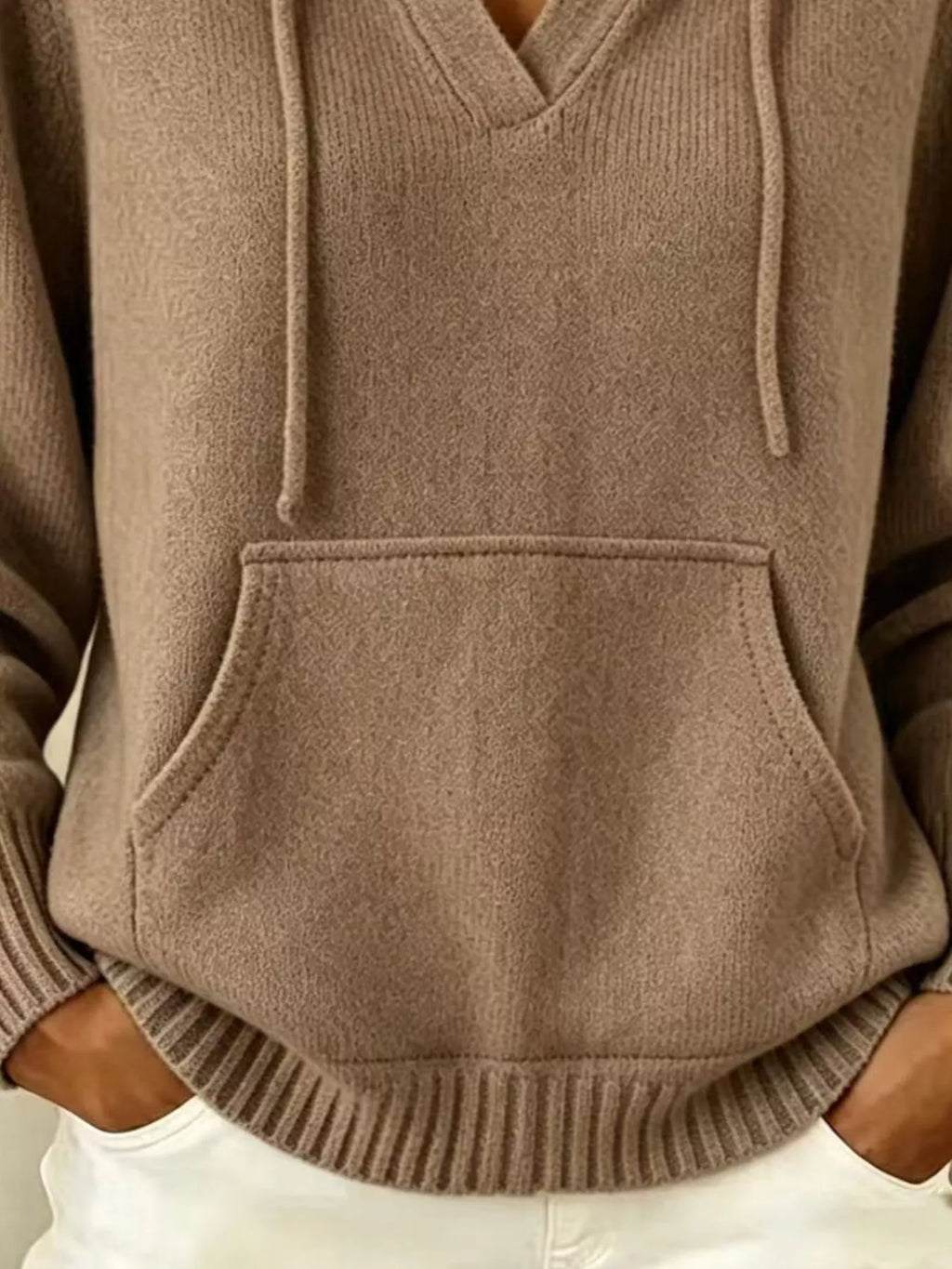 Drawstring Kangaroo Pocket Hooded Sweater
