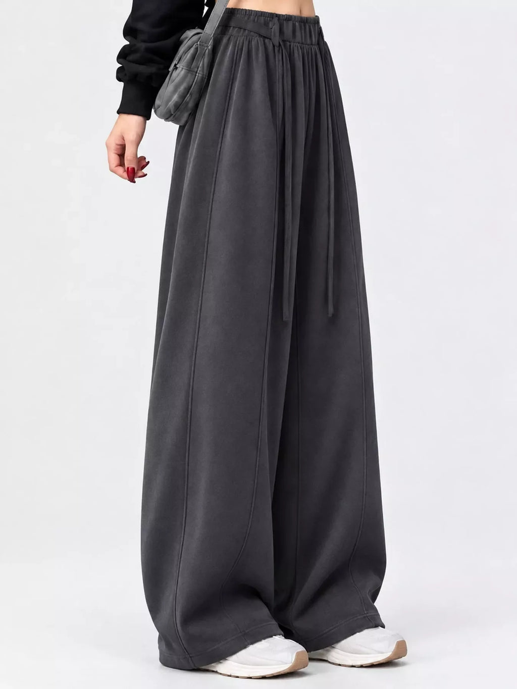 Drawstring Wide-Leg Casual Pants