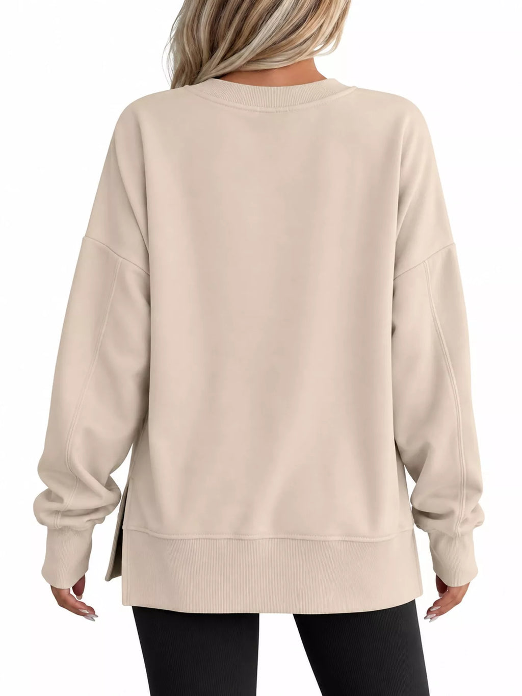Oversized Crew Neck Sweatshirt with Side Slit